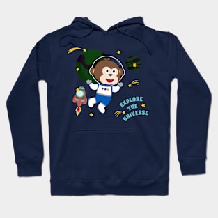 Space monkey or astronaut in a space suit with cartoon style. Hoodie